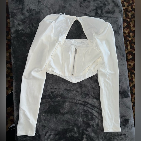 Princess Polly Loftus Long Sleeve Top in White Size 4 - Picture 9 of 11